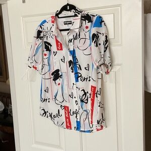 Karl Lagerfeld White Graphic Print Men's Shirt